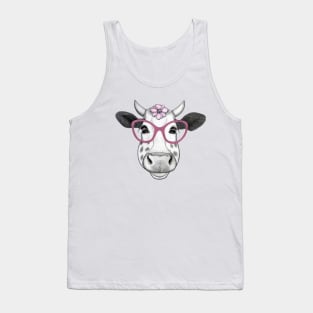 Smiling cow with glasses Tank Top